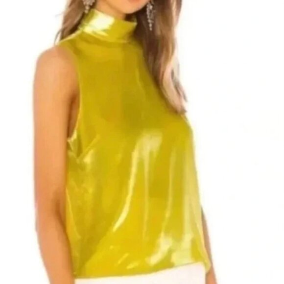 NWOT Amanda uprichard fleurette tank in acid yellow - Picture 7 of 8